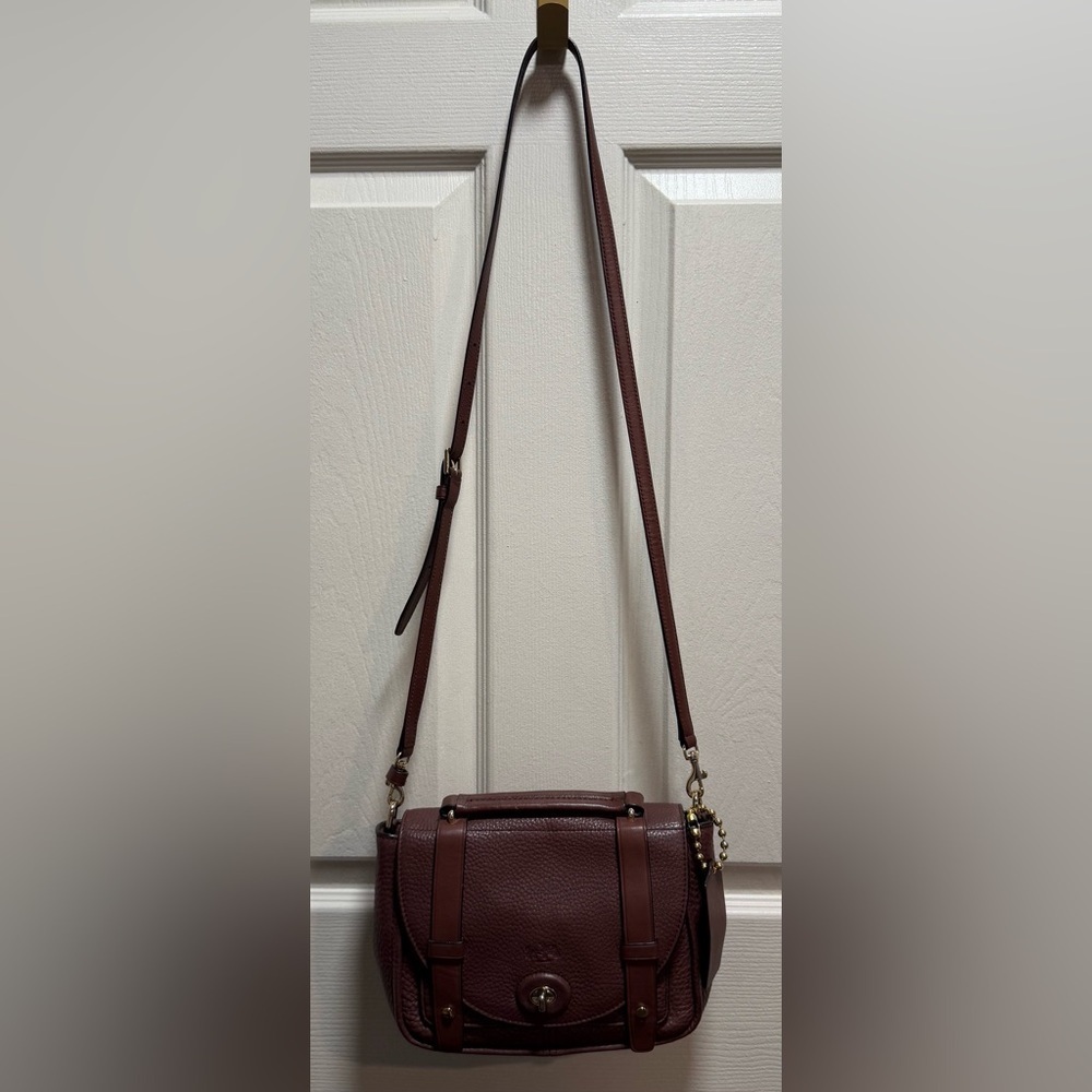 COACH Bleecker Boudreaux Pebbled Leather Mini Brooklyn Messenger Bag - Picture 2 of 16